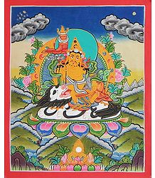 Jambala - Buddhist Kubera (Thangka Painting)