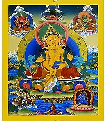 Dzambala Kubera - Unframed Thangka Poster - Reprint on Paper