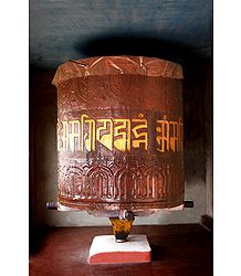 Prayer of Wheel in Dichen Choling Gompa - South Sikkim, India