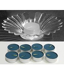 Set of 9 Candles with Glass Candle Stand