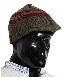 Brown With Maroon Woolen Baseball Cap