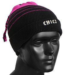 Magenta with Black Ladies Beanie Woolen Cap
