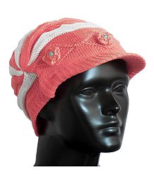 Dark Peach with White Ladies Woolen Cap