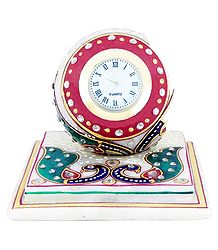 Decorative Marble Table Clock on a Chowki