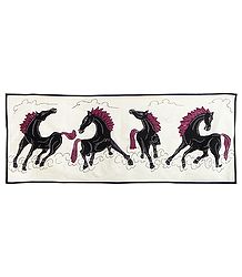 Appliqued Four Wild Horses - Wall Hanging