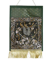 Magazine and Paper Holder with One Pocket in Zari Weaved Elephants