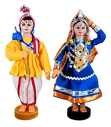 Gujrati Couple - Set of of 2 Cloth Dolls