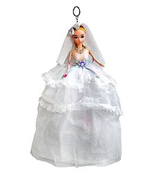 White Net Dressed Acrylic Hanging Wedding Doll