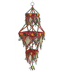 Wall Hanging with Cowrie, Mirror and Bead Work - Show Piece