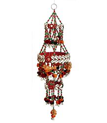 Wall Hanging with Cowrie, Mirror and Bead Work - Show Piece