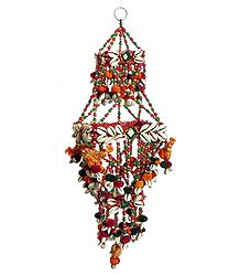Wall Hanging with Cowrie, Mirror and Bead Work - Show Piece