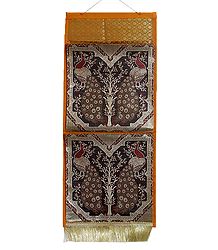 Peacock Design Brocade Silk Magazine Holder with Two Pockets