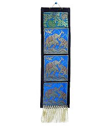 Elephant Design on Brocade Silk Letter Holder with 3 Pockets