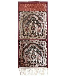 Magazine and Paper Holder with Two Pockets in Zari Weaved Elephants