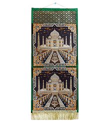 Tajmahal Design on Brocade Silk Magazine Holder with 2 Pockets