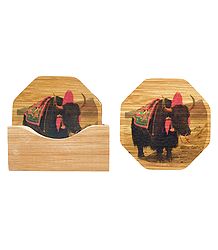 Set of 6 Bamboo Coasters with Holder