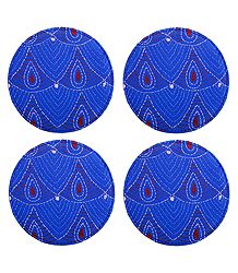 Set of 4 Cloth Embroidered Table Coasters