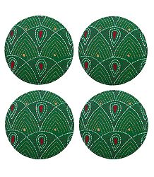 Set of 4 Cloth Embroidered Table Coasters