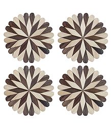 Set of 4 Flower Shaped Wooden Coasters