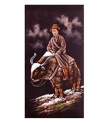 The Merchant - Brown Painting on Cotton Cloth