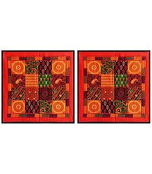 Set of 2 Printed Cotton Cushion Covers