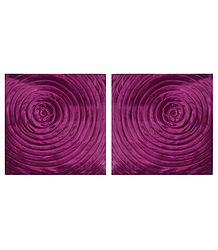 Set of 2 Magenta Satin Cushion Covers with Swirl Design
