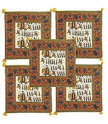 Set of 5 Procession Print Cotton Cushion Covers