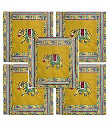 Set of 5 Elephant Print Cotton Cushion Covers