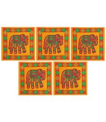 Set of 5 Elephant Print Cotton Cushion Covers