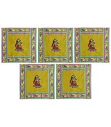 Set of 5 Print with Embroidered Cushion Covers