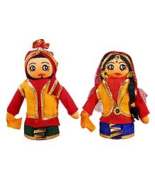 Bhangra dancers from Punjab - Set of of 2 Cloth Dolls