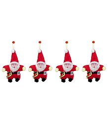 Set of 4 Hanging Red Santa Claus for Christmas Decoration