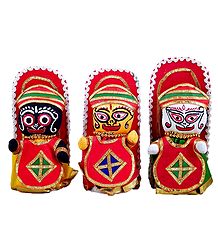Jagannath, Balaram, Subhadra - Set of 3 Cloth Dolls