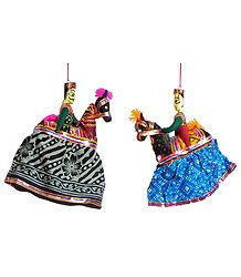 Pair of Kachi Gori Dancing Dolls - Wall Hanging