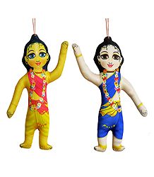 Nitai Gaur - Set of 2 Hanging Cute Cloth Doll