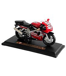 Red and White Suzuki Motor Bike - Acrylic Toy
