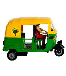 Yellow with Green Indian CNG Auto - Acrylic Toy