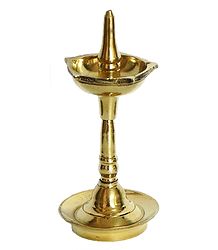 Standalone Five Faced Brass Diya 