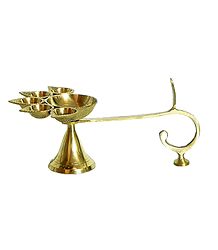 Hand Held Five Faced Oil Lamp with Camphor Burner