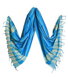 Blue Striped Handloom Cotton Dupatta