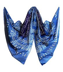 Blue Bandhni Cotton Chunni