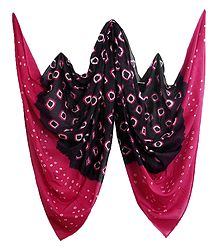 Dark Brown with Pink and White Bandhni Cotton Dupatta