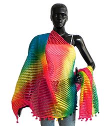 Multicolor Striped Synthetic Chunni