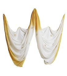 Embroidered White with Yellow Synthetic Dupatta