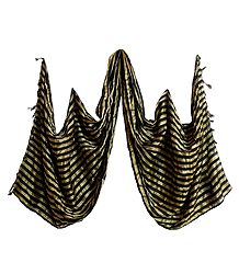 Yellow Stripe on Black Synthetic Chunni