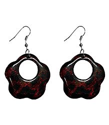 Red with Black Hoop Earrings