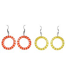 Set of 2 Pairs Saffron and Yellow Hoop Earrings