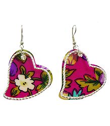 Pair of Multicolor Acrylic Heart Earrings