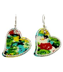 Pair of Multicolor Acrylic Heart Earrings