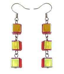 Yellow with Red Acrylic Earrings